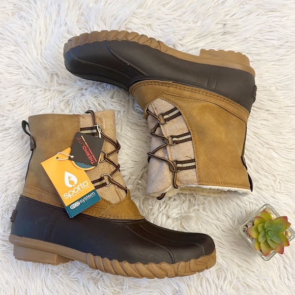 NEW Sporto Brown Tan Waterproof duck ankle lace up boot women size 8 - Picture 4 of 7